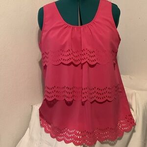 lane Bryant hot Pink Sleeveless Scalloped Hem Top